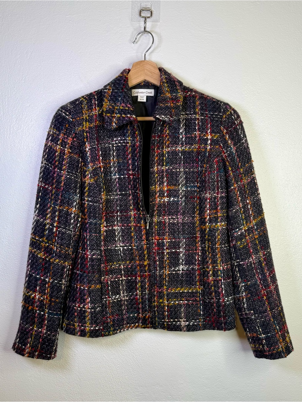 Coldwater Creek Multicolor Boucle Zip Front Lined Jacket Women's Size XS (4)